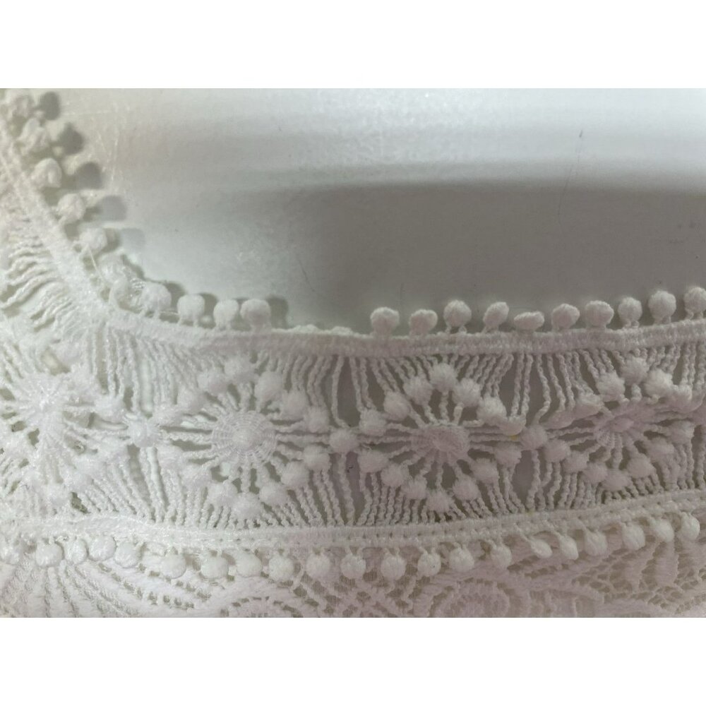 White House Black Market Lined White Lace Top Chiffon Ruffle Sleeves Sze S - Picture 7 of 16